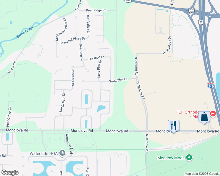 map of restaurants, bars, coffee shops, grocery stores, and more near 4243 Crystal Ridge Drive West in Maumee