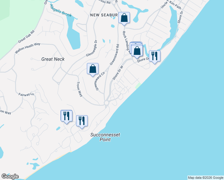 map of restaurants, bars, coffee shops, grocery stores, and more near 34 Flying Cloud Circle in Mashpee