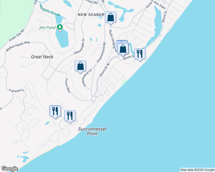 map of restaurants, bars, coffee shops, grocery stores, and more near 6 Hammock Pond Road in Mashpee