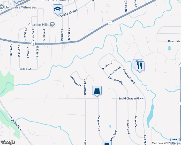 map of restaurants, bars, coffee shops, grocery stores, and more near 355 Balmoral Drive in Richmond Heights