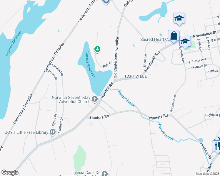 map of restaurants, bars, coffee shops, grocery stores, and more near 435R Harland Road in Norwich