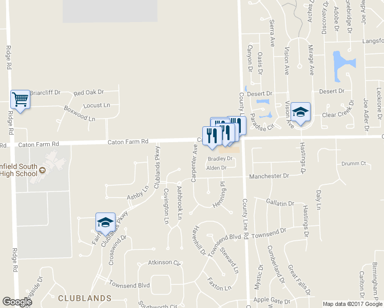map of restaurants, bars, coffee shops, grocery stores, and more near 2325 Carpenter Avenue in Plainfield