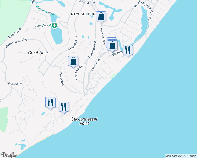 map of restaurants, bars, coffee shops, grocery stores, and more near 6 Hammock Pond Road in Mashpee