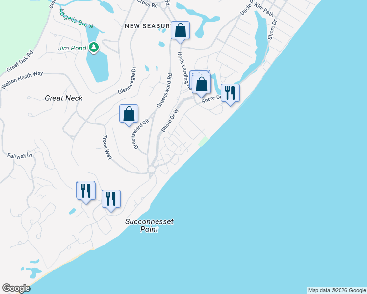map of restaurants, bars, coffee shops, grocery stores, and more near 6 Hammock Pond Road in Mashpee