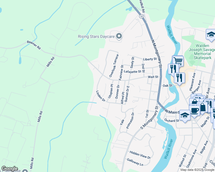 map of restaurants, bars, coffee shops, grocery stores, and more near 19 Sunnyside Avenue in Walden