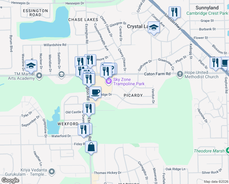 map of restaurants, bars, coffee shops, grocery stores, and more near 3009 Vimy Ridge Drive in Joliet