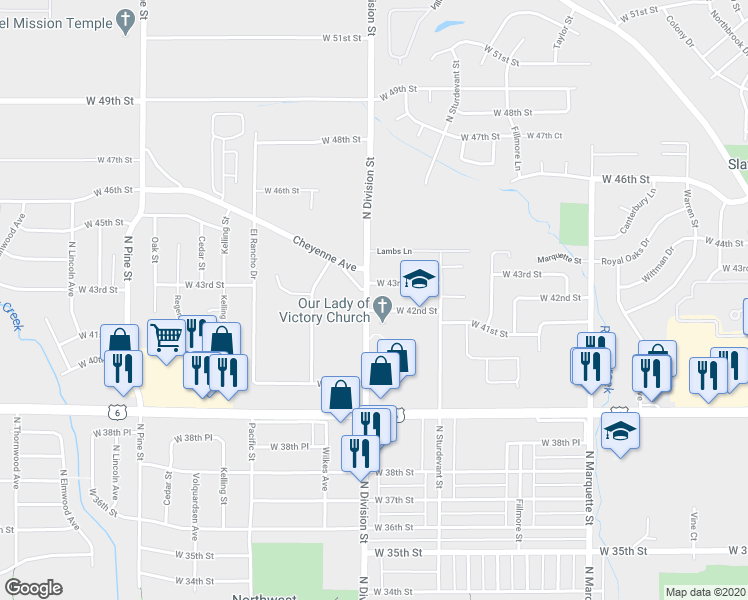 map of restaurants, bars, coffee shops, grocery stores, and more near 1666 West 42nd Street in Davenport
