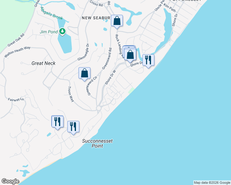 map of restaurants, bars, coffee shops, grocery stores, and more near 6 Hammock Pond Road in Mashpee