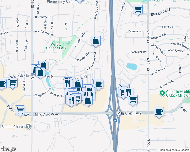 map of restaurants, bars, coffee shops, grocery stores, and more near 509 South Soapstone Way in West Des Moines