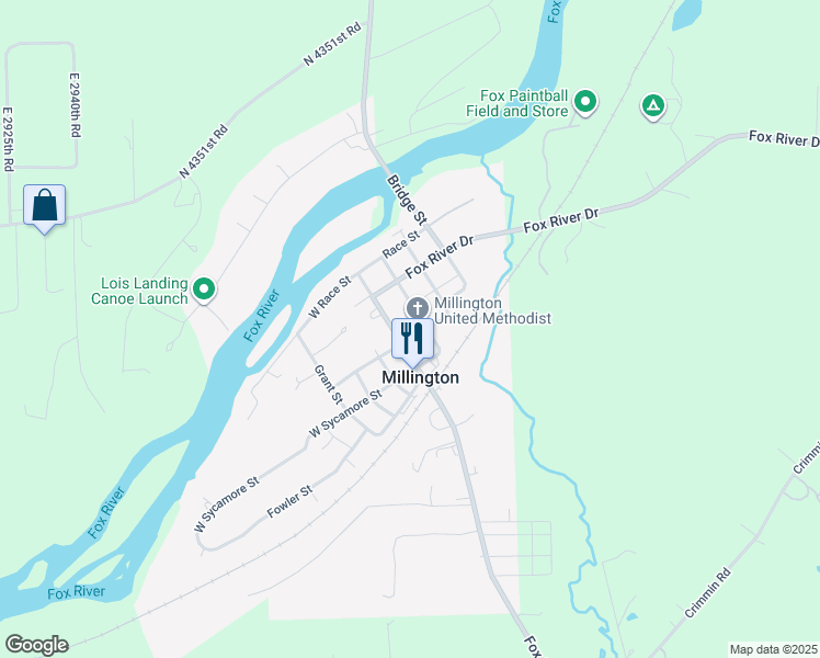 map of restaurants, bars, coffee shops, grocery stores, and more near in Millington