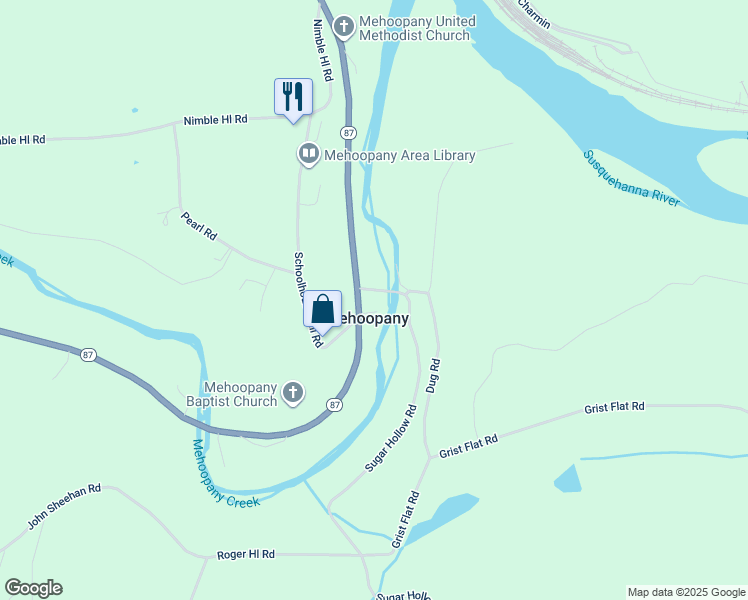 map of restaurants, bars, coffee shops, grocery stores, and more near in Mehoopany