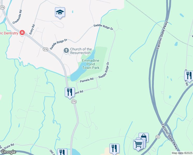 map of restaurants, bars, coffee shops, grocery stores, and more near 102 Saddle Ridge Drive in Hopewell Junction