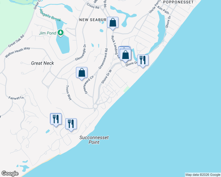 map of restaurants, bars, coffee shops, grocery stores, and more near 6 Hammock Pond Road in Mashpee