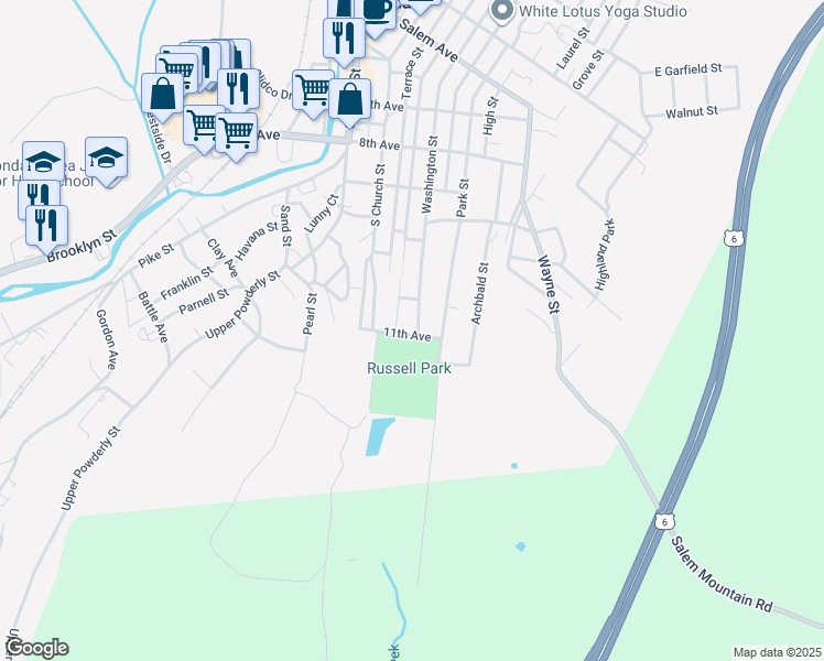 map of restaurants, bars, coffee shops, grocery stores, and more near 4-8 11th Ave in Carbondale