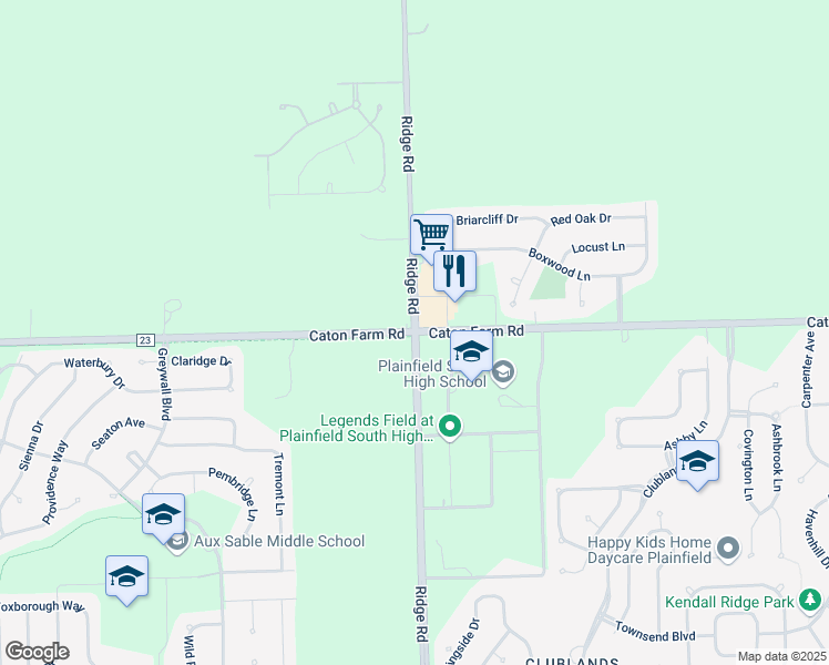 map of restaurants, bars, coffee shops, grocery stores, and more near Ridge Rd & Caton Farm Rd in Joliet