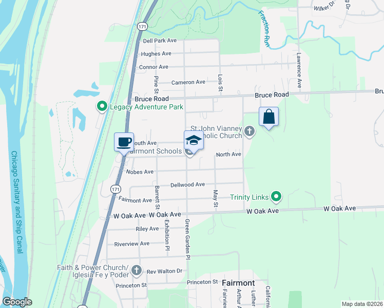 map of restaurants, bars, coffee shops, grocery stores, and more near 231 Nobes Avenue in Lockport
