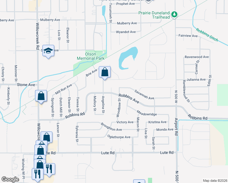 map of restaurants, bars, coffee shops, grocery stores, and more near 3001 Cordele St in Portage