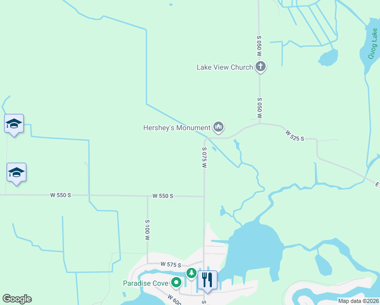 map of restaurants, bars, coffee shops, grocery stores, and more near 5300-5338 S 075 W in Wolcottville
