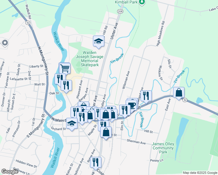 map of restaurants, bars, coffee shops, grocery stores, and more near 30 Richardson Street in Walden