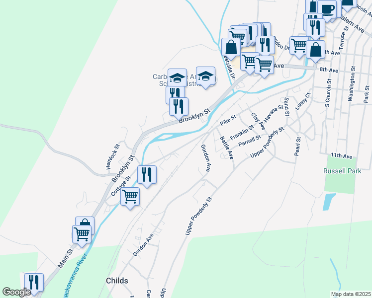 map of restaurants, bars, coffee shops, grocery stores, and more near 229 Pike St in Carbondale