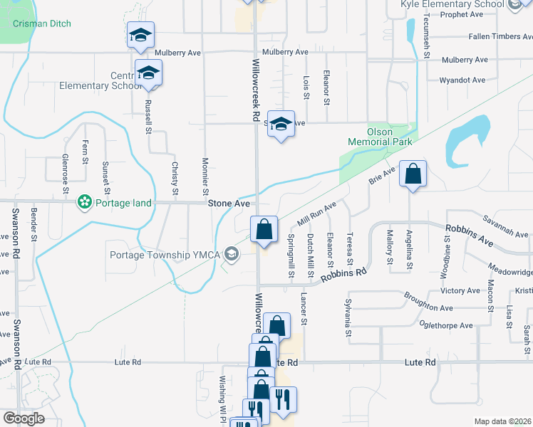 map of restaurants, bars, coffee shops, grocery stores, and more near 5992-5998 Stone Ave in Portage
