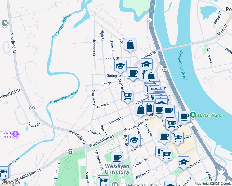 map of restaurants, bars, coffee shops, grocery stores, and more near 27 Bacon Avenue in Middletown