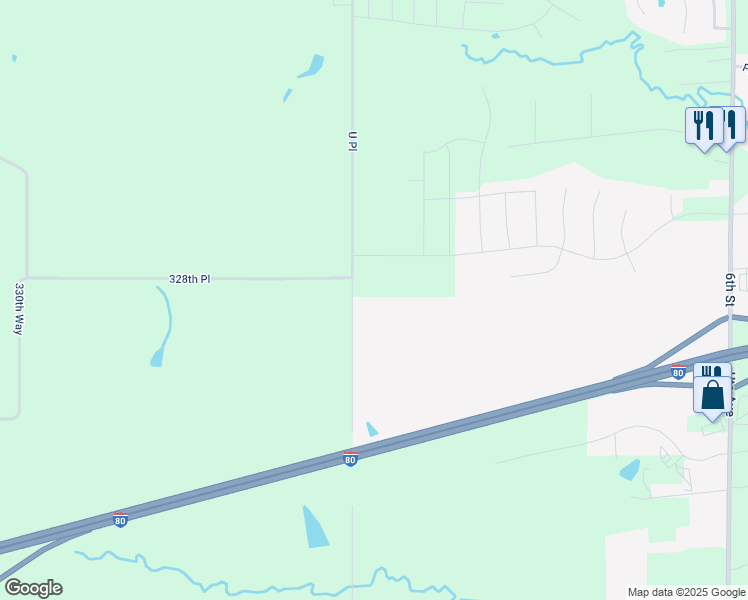 map of restaurants, bars, coffee shops, grocery stores, and more near 2999 328th Place in Adel