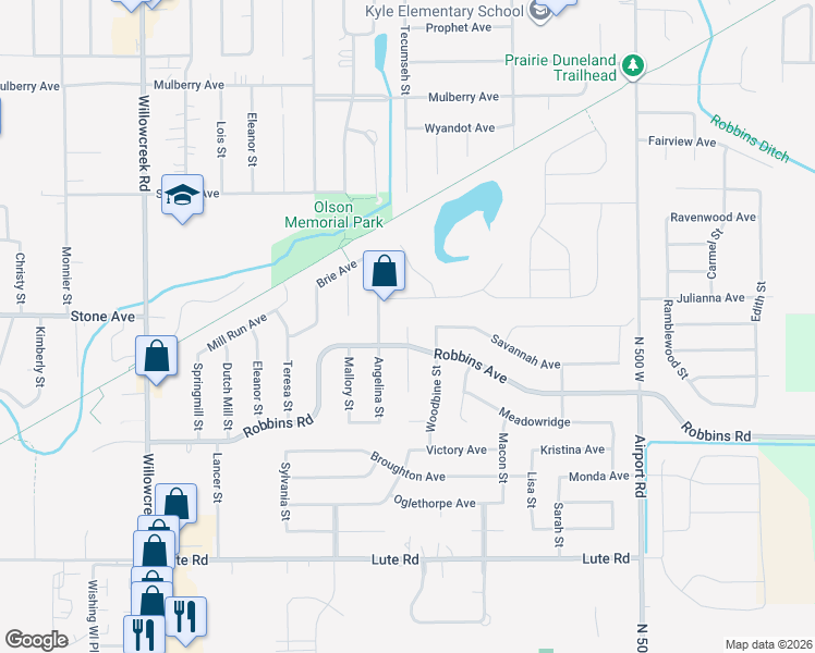 map of restaurants, bars, coffee shops, grocery stores, and more near 3001 Cordele Street in Portage