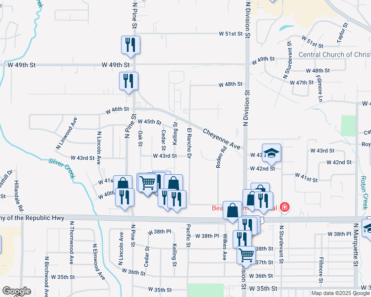 map of restaurants, bars, coffee shops, grocery stores, and more near 4316 El Rancho Drive in Davenport