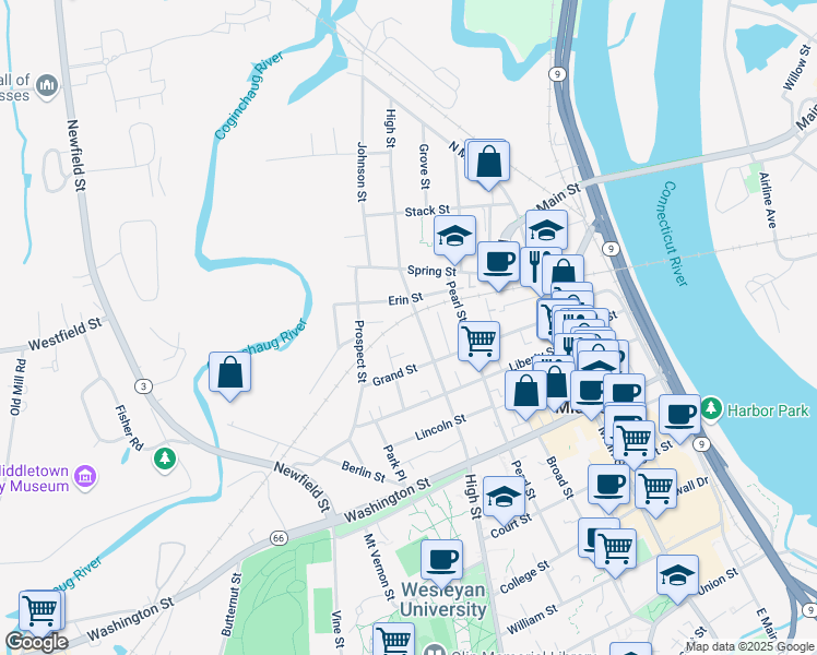 map of restaurants, bars, coffee shops, grocery stores, and more near 11 Erin Street in Middletown