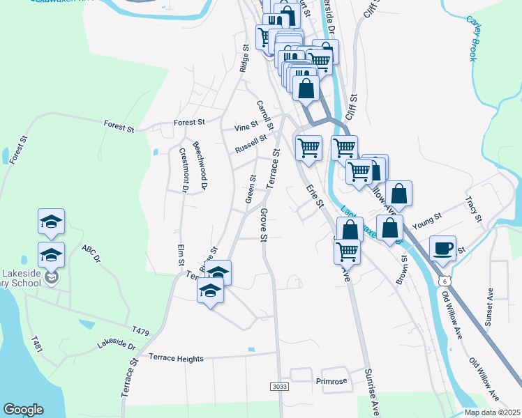 map of restaurants, bars, coffee shops, grocery stores, and more near 101 Grove Street in Honesdale