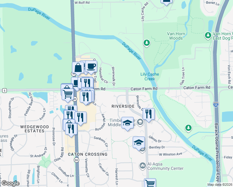 map of restaurants, bars, coffee shops, grocery stores, and more near 2325 Caton Corner in Plainfield
