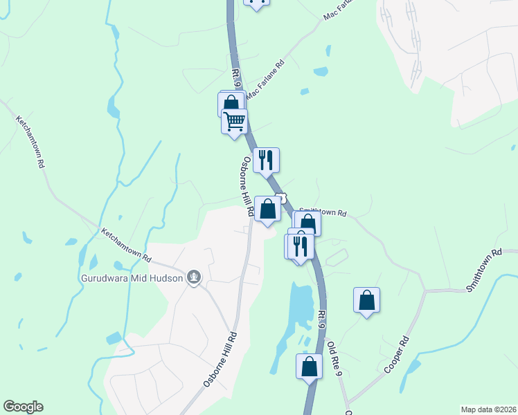map of restaurants, bars, coffee shops, grocery stores, and more near 27 Osborne Hill Road in Wappingers Falls