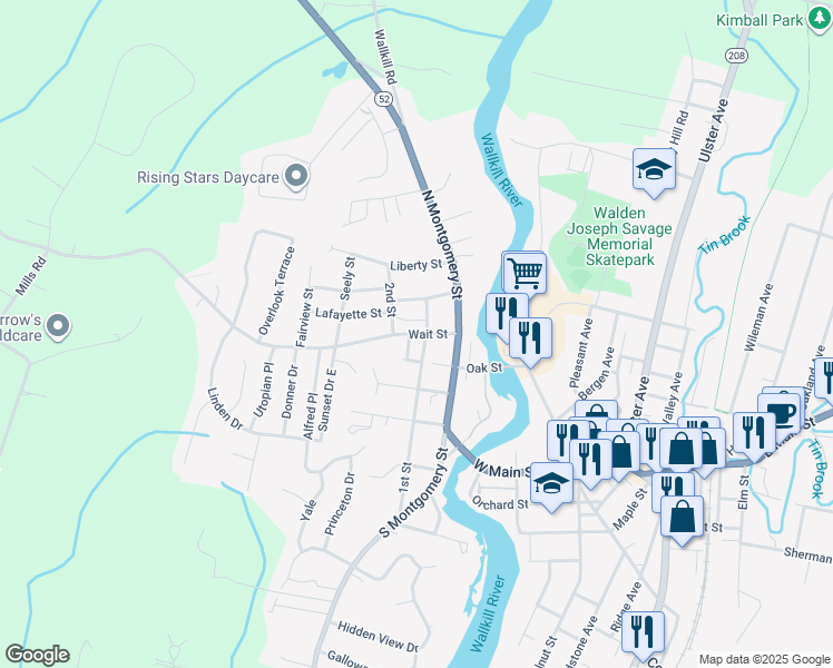 map of restaurants, bars, coffee shops, grocery stores, and more near 30 Wait Street in Walden