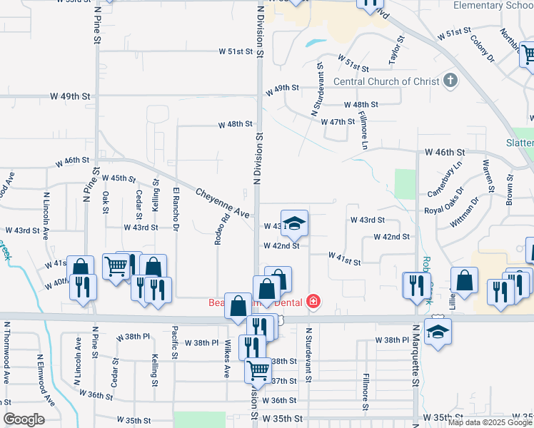 map of restaurants, bars, coffee shops, grocery stores, and more near 4323 North Division Street in Davenport