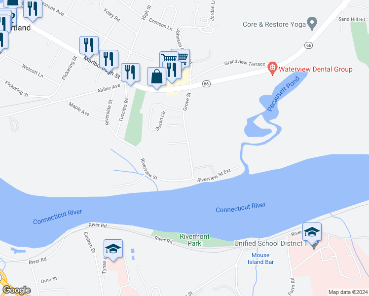 map of restaurants, bars, coffee shops, grocery stores, and more near 20 Grove Street in Portland