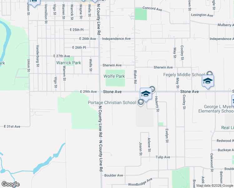 map of restaurants, bars, coffee shops, grocery stores, and more near 5051 Stone Avenue in Portage
