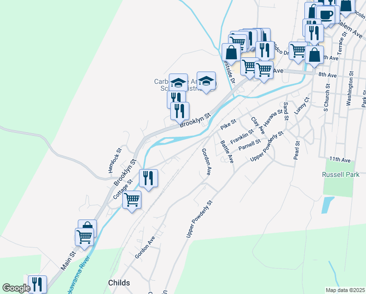 map of restaurants, bars, coffee shops, grocery stores, and more near 229 Pike St in Carbondale