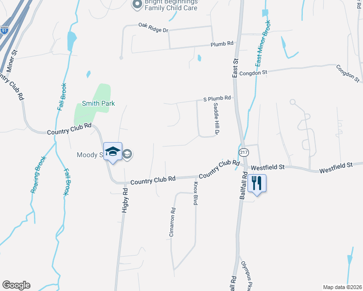 map of restaurants, bars, coffee shops, grocery stores, and more near Thornton Court in Middletown