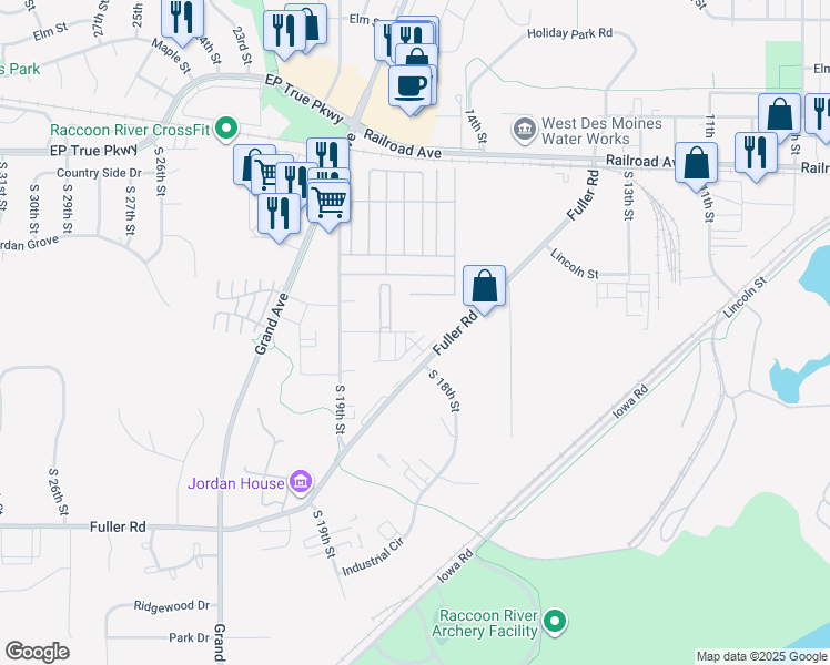 map of restaurants, bars, coffee shops, grocery stores, and more near 1609 Bennett Drive in West Des Moines
