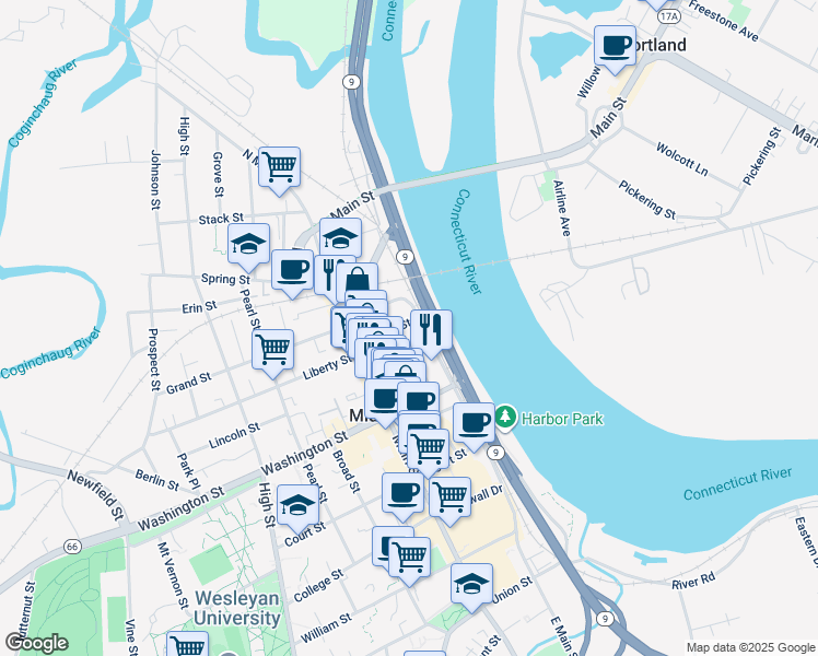 map of restaurants, bars, coffee shops, grocery stores, and more near 337-373 deKoven Drive in Middletown
