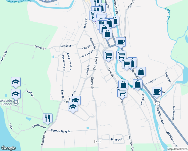 map of restaurants, bars, coffee shops, grocery stores, and more near 101 Grove Street in Honesdale