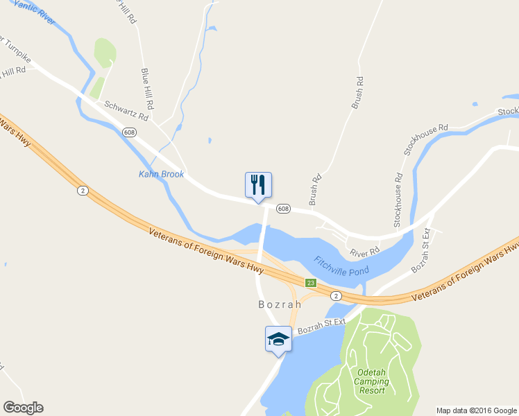 map of restaurants, bars, coffee shops, grocery stores, and more near 318 Fitchville Road in Bozrah