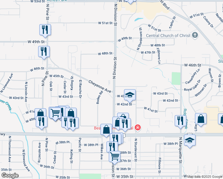 map of restaurants, bars, coffee shops, grocery stores, and more near 4307 Cheyenne Avenue in Davenport