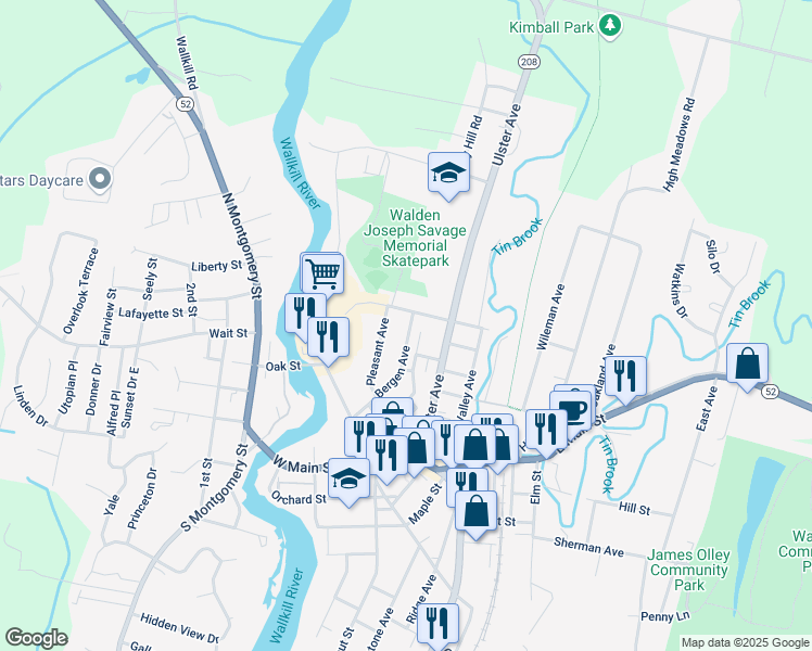 map of restaurants, bars, coffee shops, grocery stores, and more near 78 Bergen Avenue in Walden