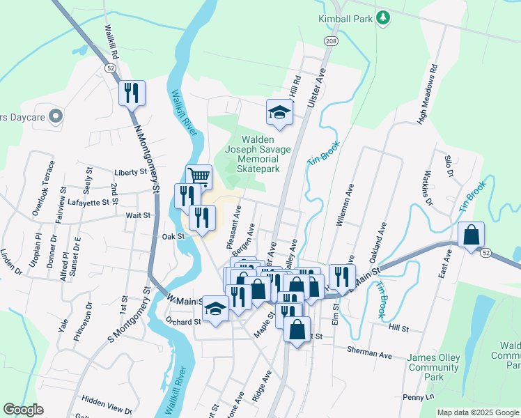 map of restaurants, bars, coffee shops, grocery stores, and more near 78 Bergen Avenue in Walden