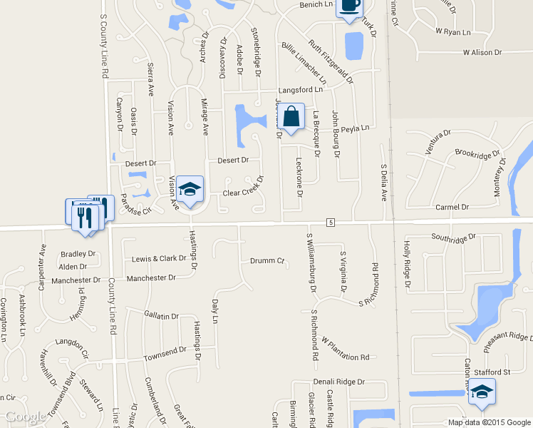 map of restaurants, bars, coffee shops, grocery stores, and more near 2404 Cactus Court in Plainfield