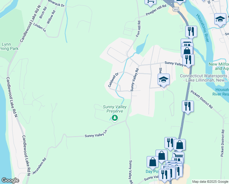 map of restaurants, bars, coffee shops, grocery stores, and more near 40 Caldwell Drive in New Milford