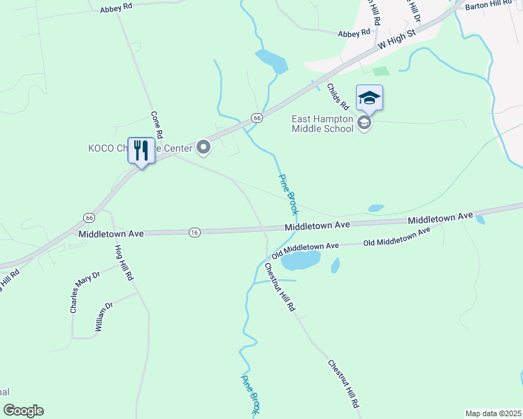 map of restaurants, bars, coffee shops, grocery stores, and more near 12 Alden's Crossing Road in East Hampton