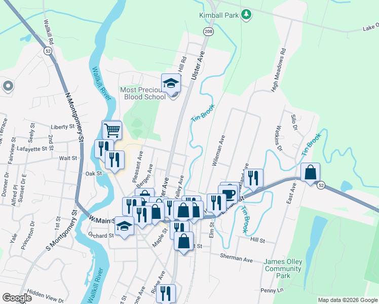 map of restaurants, bars, coffee shops, grocery stores, and more near 30 Richardson Street in Walden
